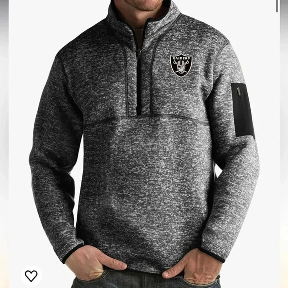 Antigua Other - Antigua Raiders men’s heathered black and gray 1/4 zip fleece